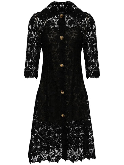 Sequinned Guipure-Lace Shirtdress