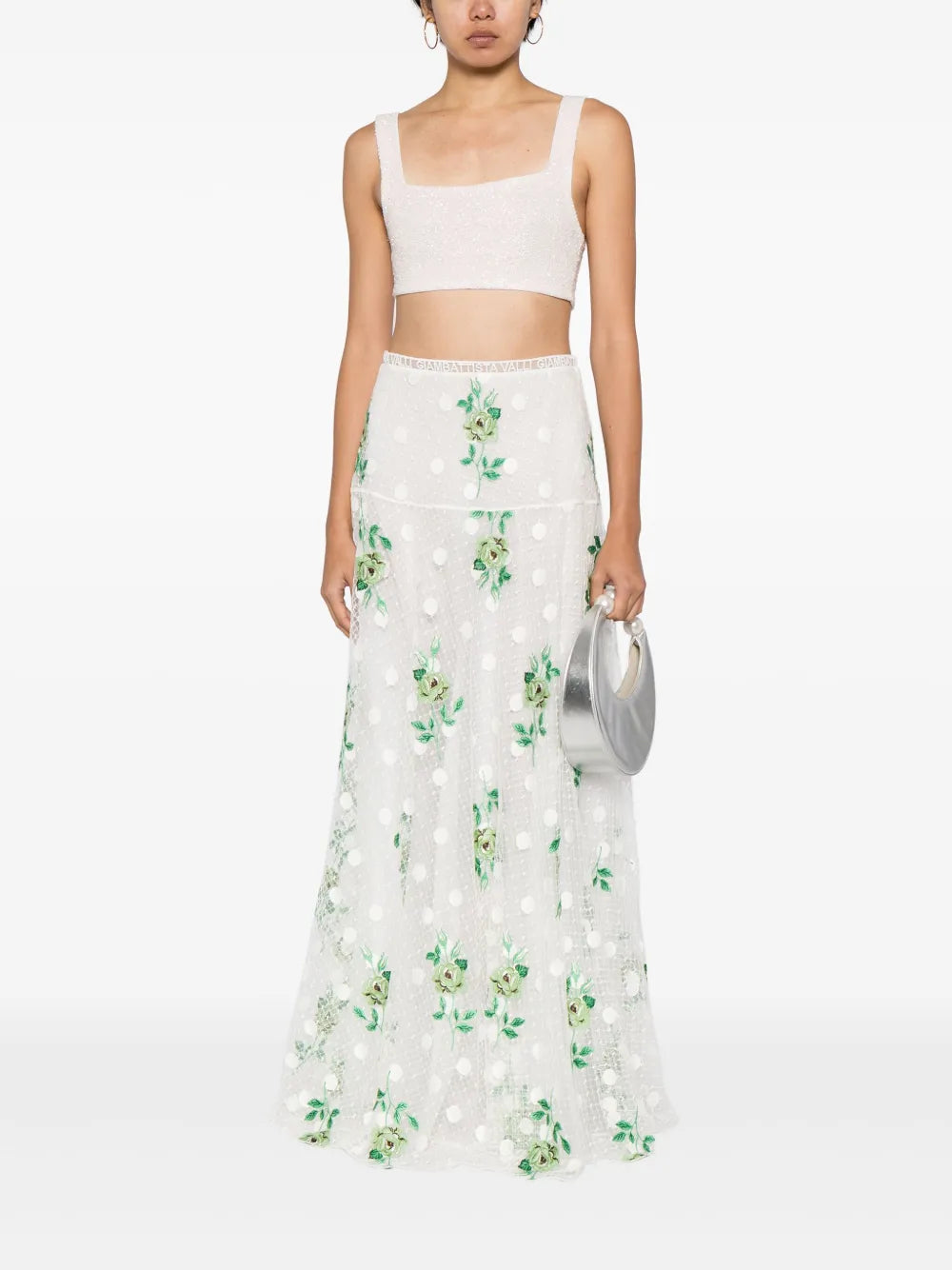 Embroidered Macramé Maxi Skirt