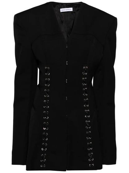 Corset Hook-And-Eye Wool Mini Dress