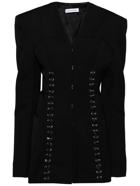 Corset Hook-And-Eye Wool Mini Dress