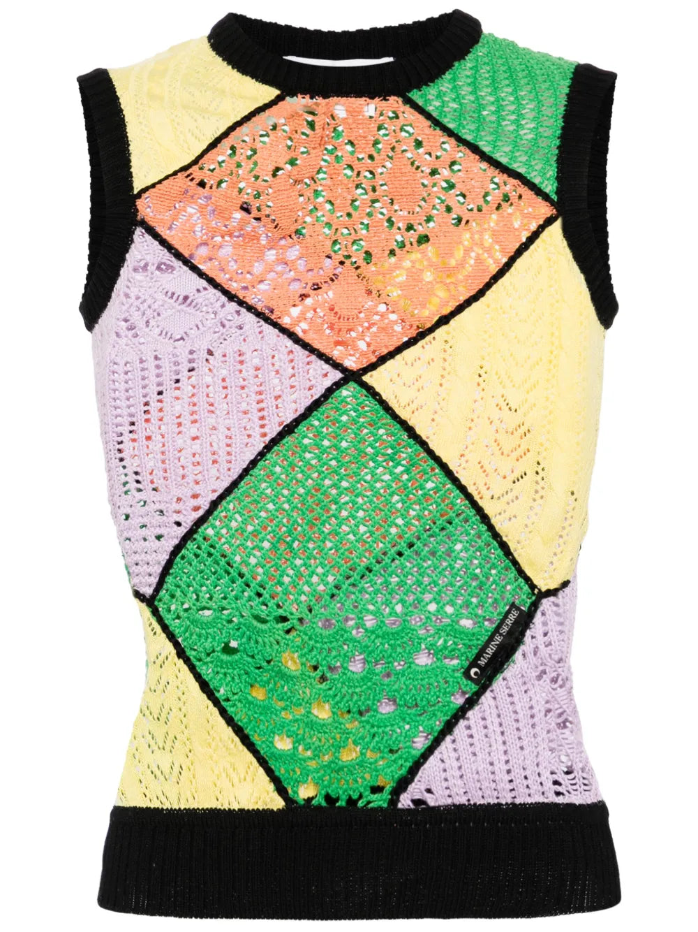 Panelled Crochet-Knit Tank Top