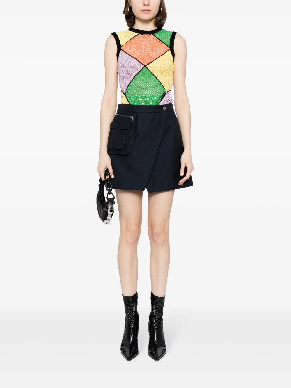 Panelled Crochet-Knit Tank Top