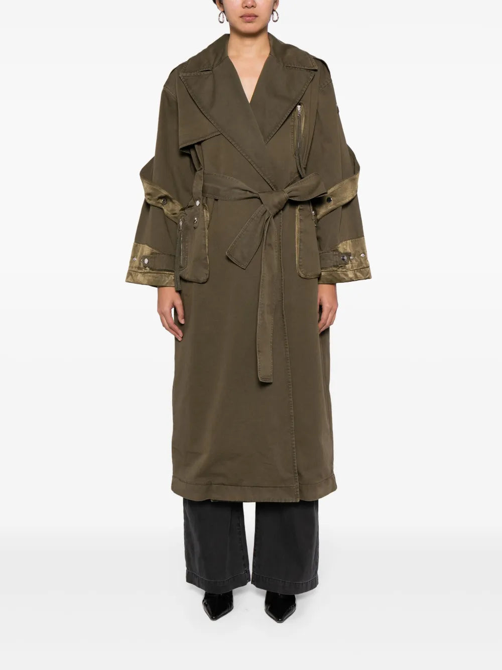 Panelled Belted Cotton Trench Coat