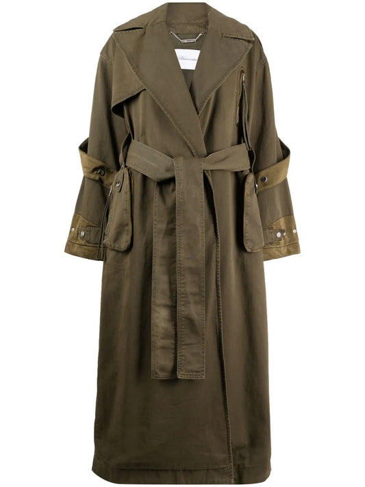 Panelled Belted Cotton Trench Coat