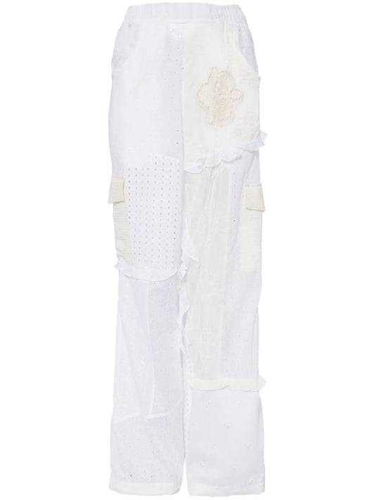 Panelled Broderie-Anglaise Cargo Trousers