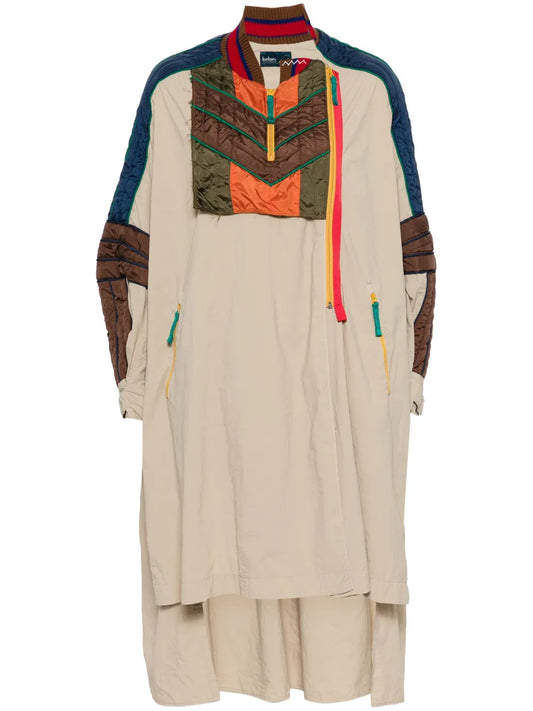 Contrasting-Panel Asymmetric Coat