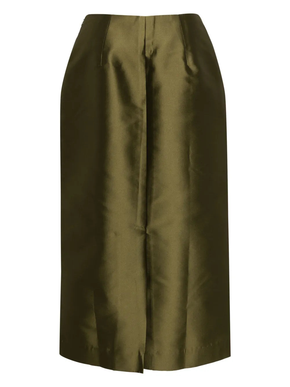 Floral-Embroidered Satin Midi Skirt