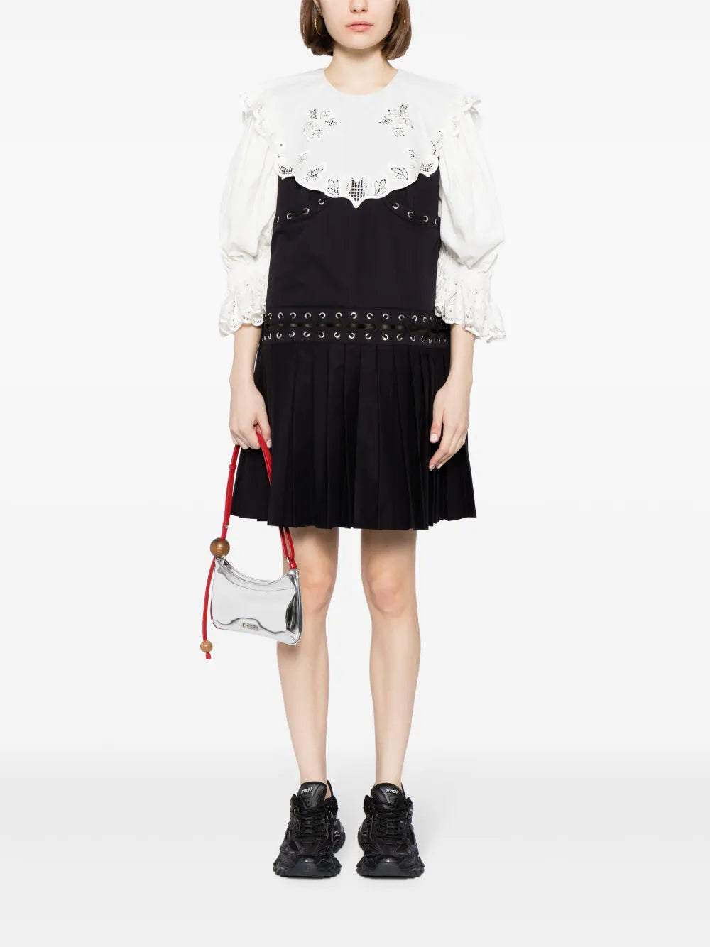 Lace-Up Cotton Minidress