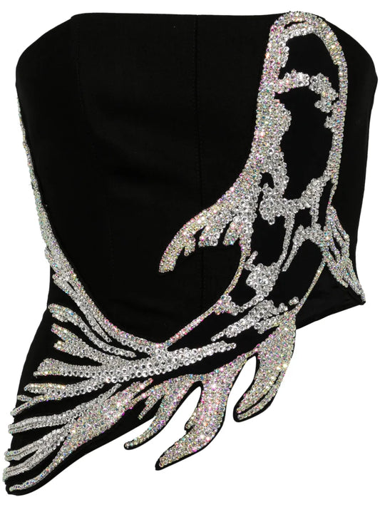 Koi Fish-Appliqué Crop Top