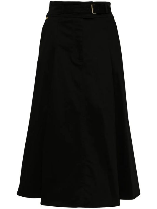 Pleated Cotton Midi Skirt