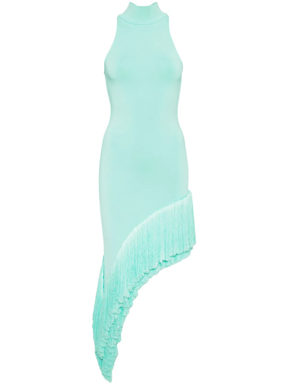 Fringed Asymmetric Midi Dress