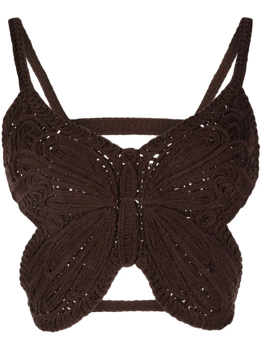 Butterfly Crochet Cropped Top