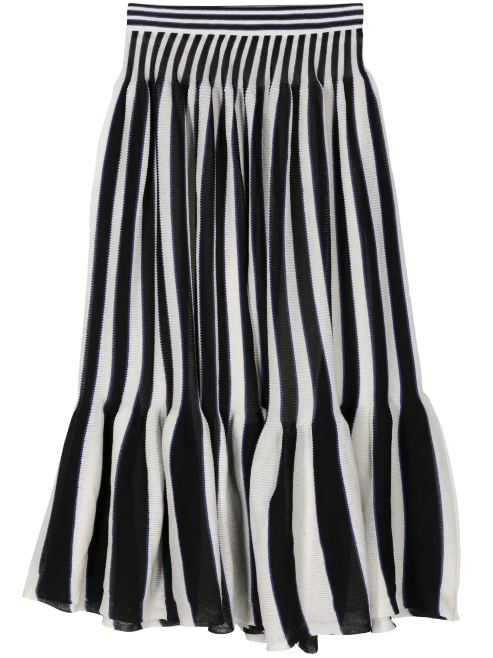 Pleated Striped Midi Trousers