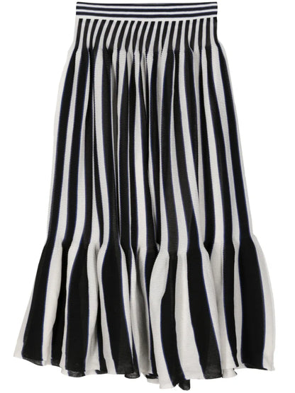 Pleated Striped Midi Trousers