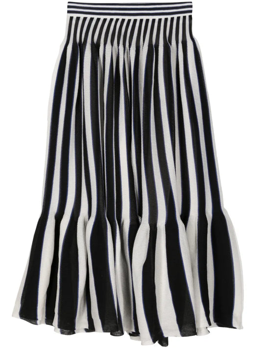 Pleated Striped Midi Trousers
