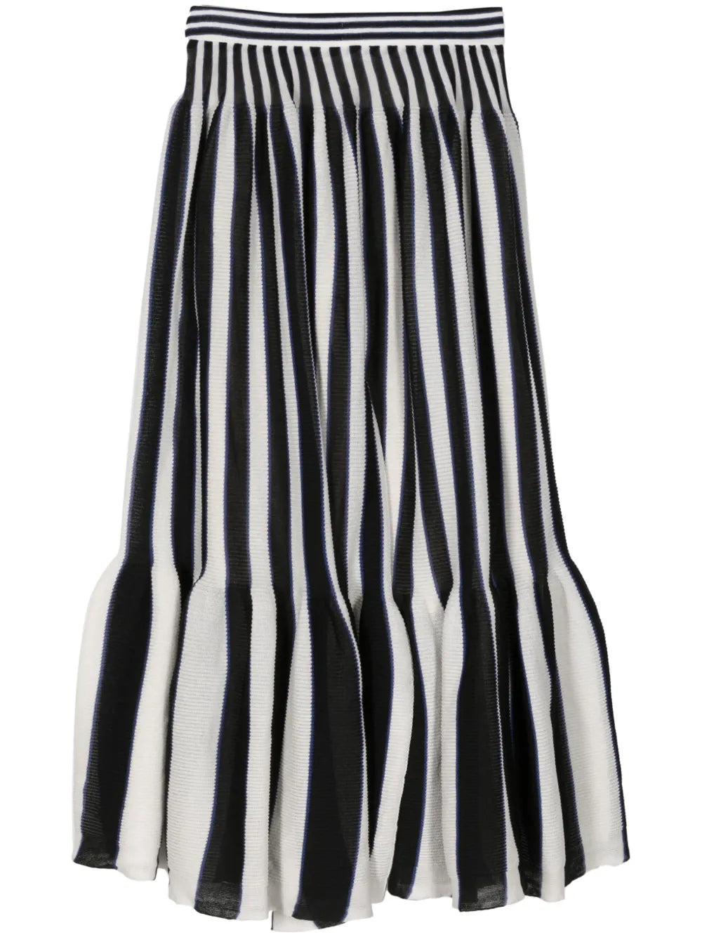 Pleated Striped Midi Trousers