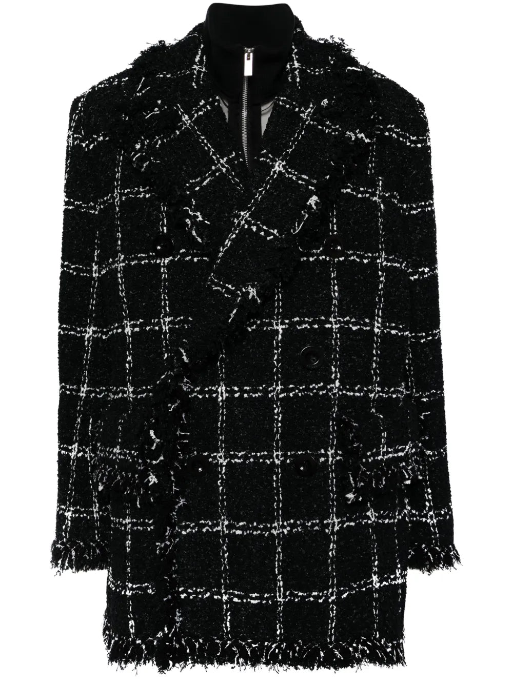 Fringed-Edge Tweed Jacket