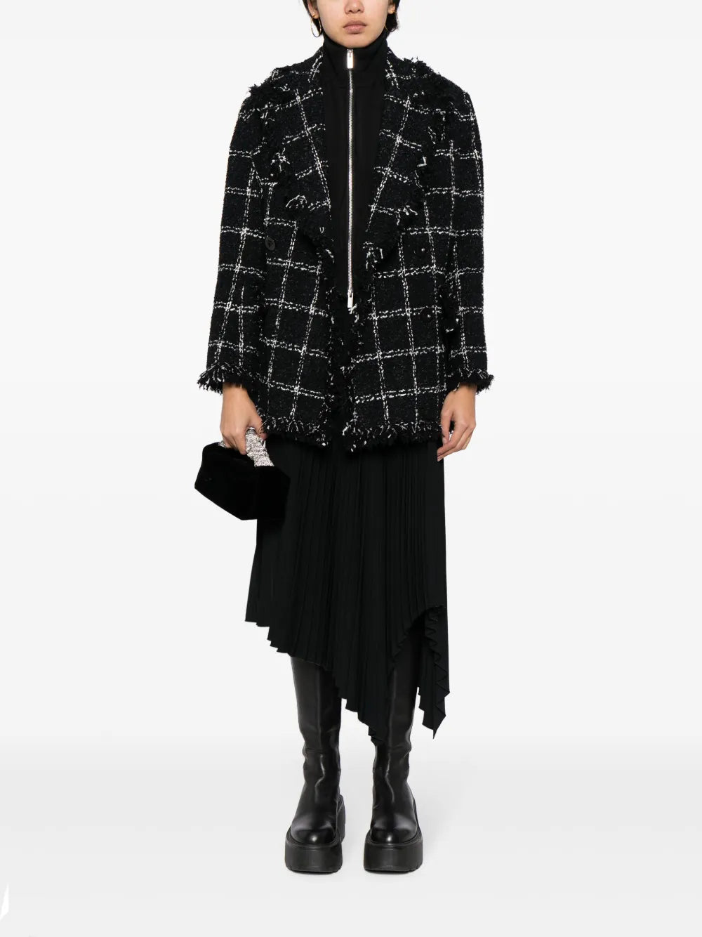 Fringed-Edge Tweed Jacket