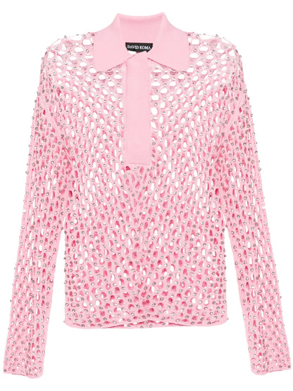 Crystal-Embroidered Net Top