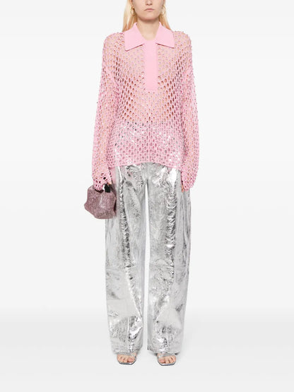 Crystal-Embroidered Net Top