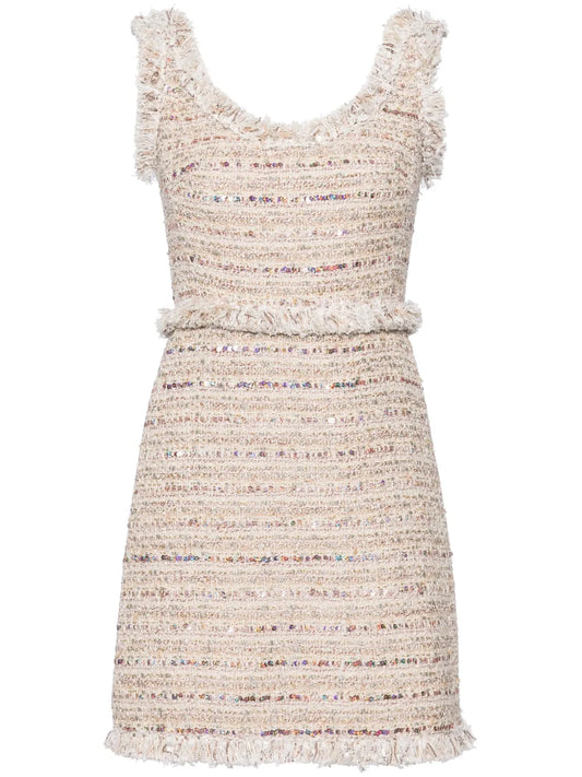 Sequin-Embellished Tweed Dress