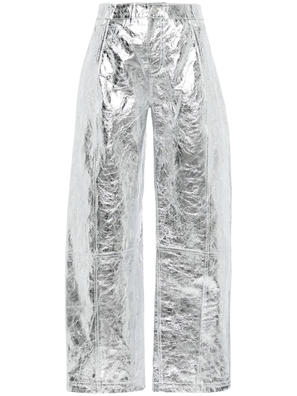 Metallic Leather Wide-Lg Trousers