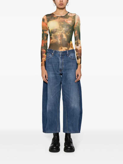 Panelled Tapered Cropped Jeans
