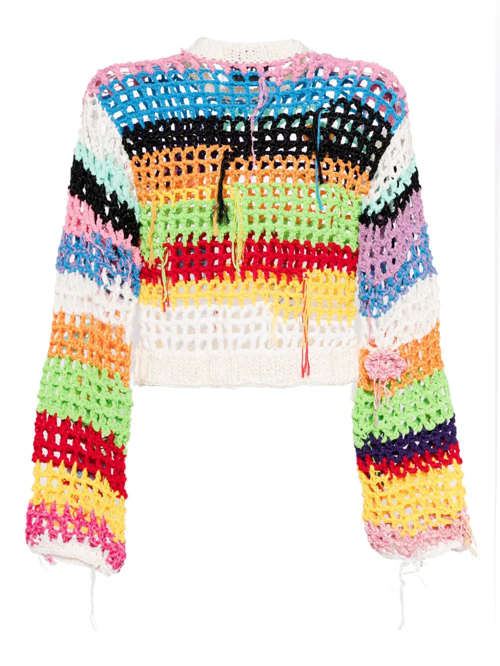 Striped Crochet-Knit Jumper