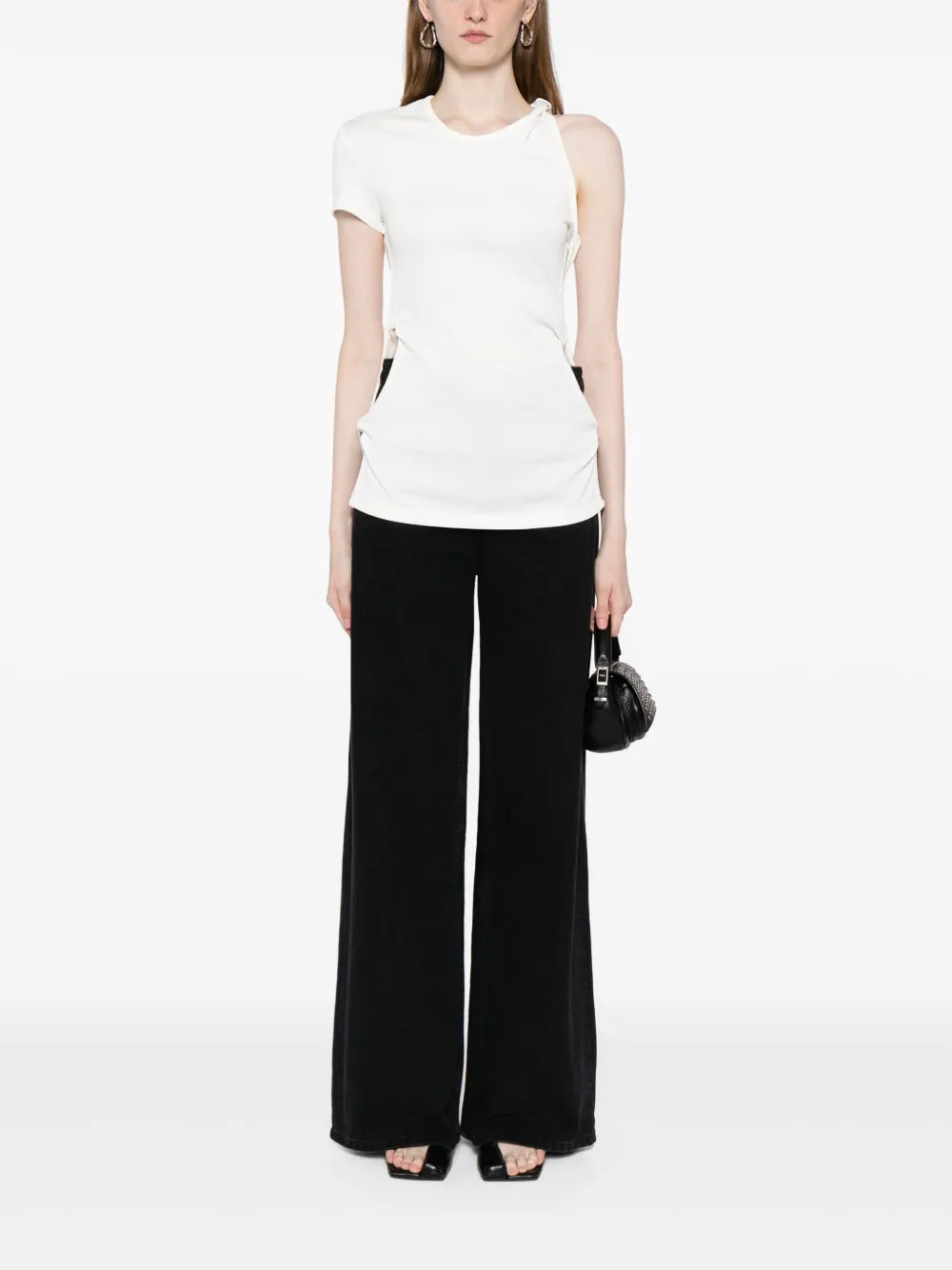 Twist-Detail Asymmetric Ribbed T-Shirt