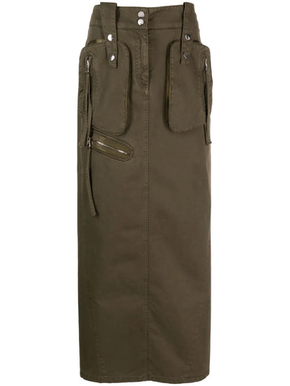 Mid-Rise Cotton Maxi Skirt