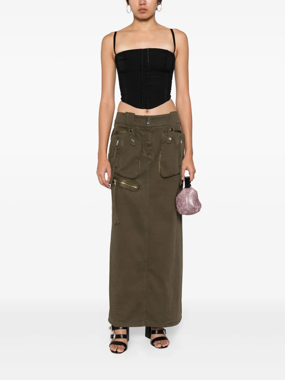 Mid-Rise Cotton Maxi Skirt