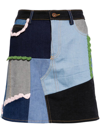 Patchwork Denim Miniskirt