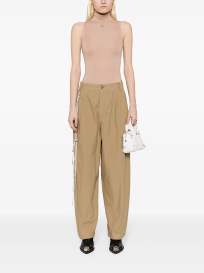 Rhinestone-Chain Cotton Trousers