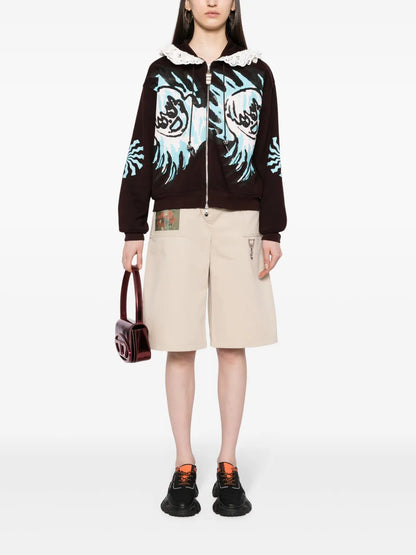 Wide-Leg Cotton Shorts