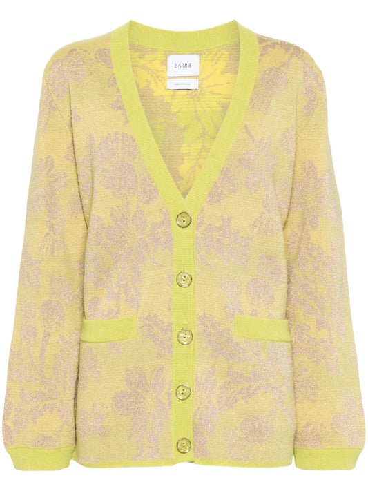 Floral-Intarsia V-Neck Cardigan
