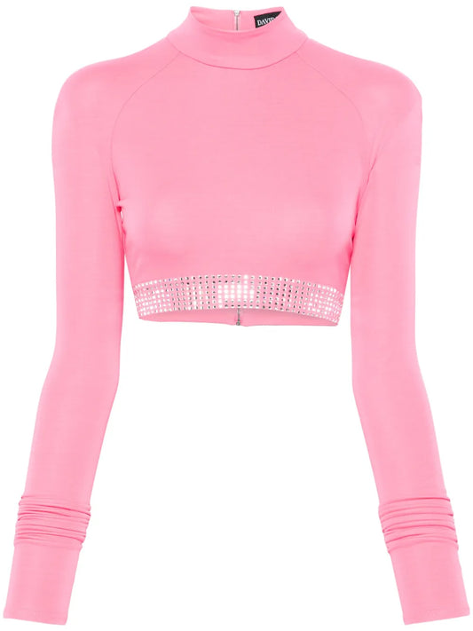 Rhinestone-Embellished Crop Top