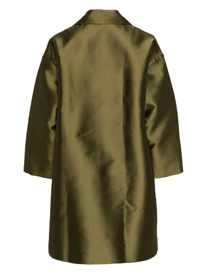 Floral-Motif Satin Coat