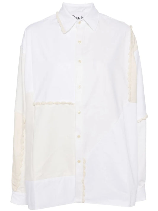 Panelled Crochet-Trim Shirt