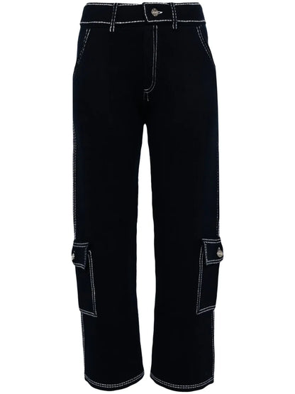 Contrast-Stitching Cargo Trousers