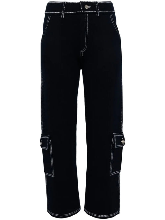 Contrast-Stitching Cargo Trousers