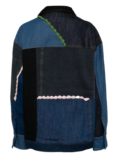 Crochet-Trim Patchwork Jacket