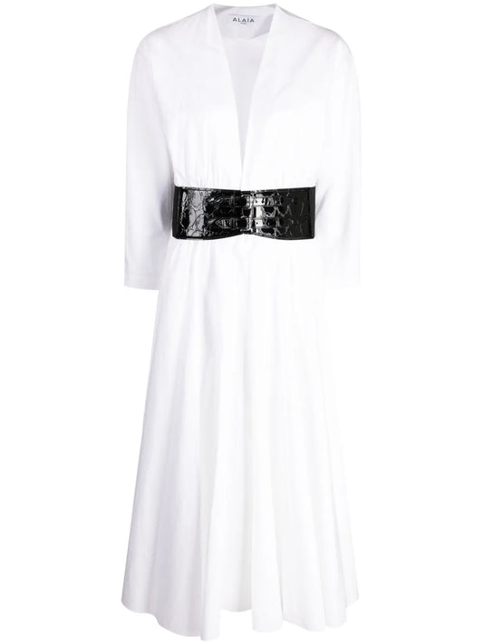 Belted Cotton Midi Dress