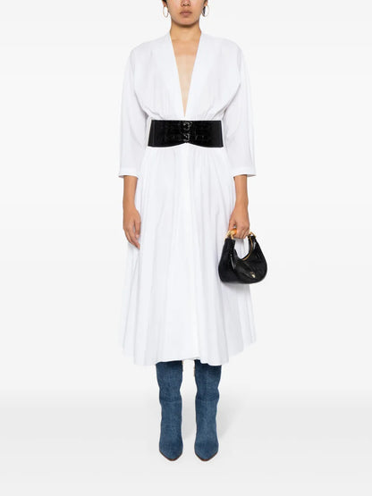 Belted Cotton Midi Dress