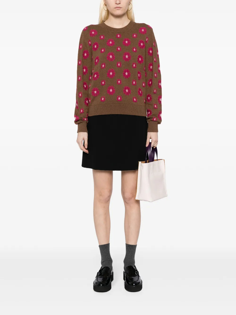 Floral-Intarsia Crew-Neck Jumper