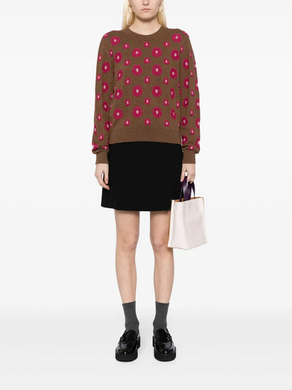 Floral-Intarsia Crew-Neck Jumper