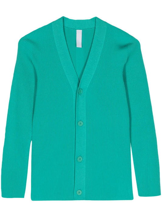 Fully Ribbed V-Neck Cardigan