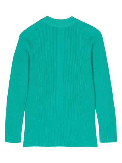 Fully Ribbed V-Neck Cardigan
