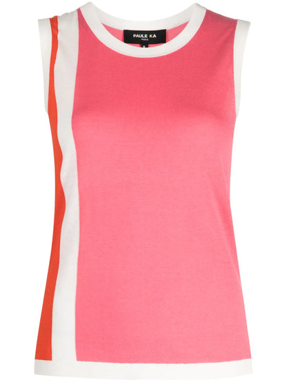 Stripe-Detail Sleeveless Top