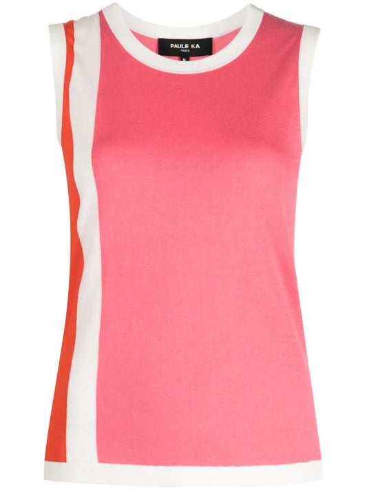 Stripe-Detail Sleeveless Top
