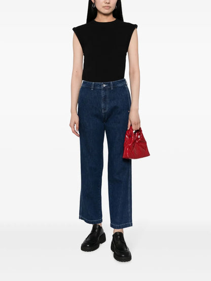 Logo-Patch High-Waisted Cotton Jeans
